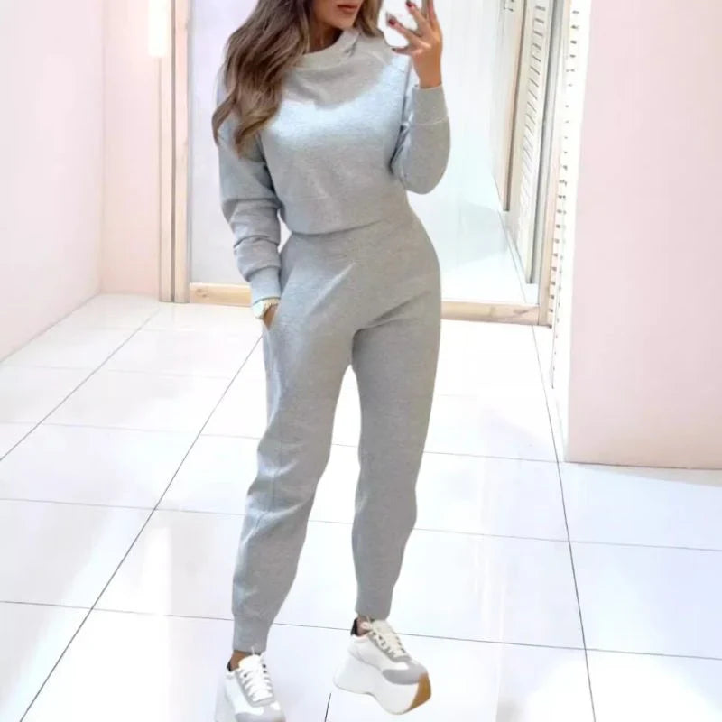Dames Tweedelig Trainingspak – Cropped Sweater Set Dames Casual