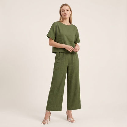Nova – Co-ord Set Dames Zomer Broekpak Dames Loungewear Set Wijde Broek