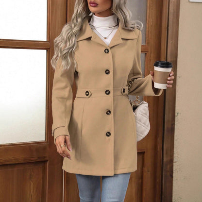 Dames Trenchcoat Getailleerd met Ceintuur - Klassieke Reverskraag Tussenseizoensjas