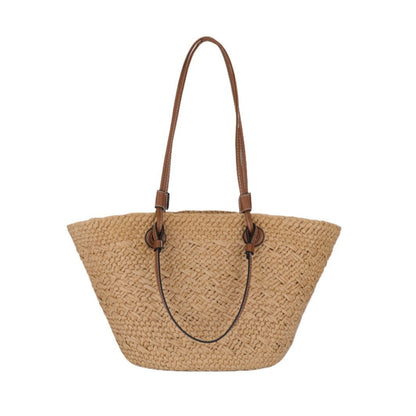 Strandtas van Stro - Geweven Shopper met Schouderband