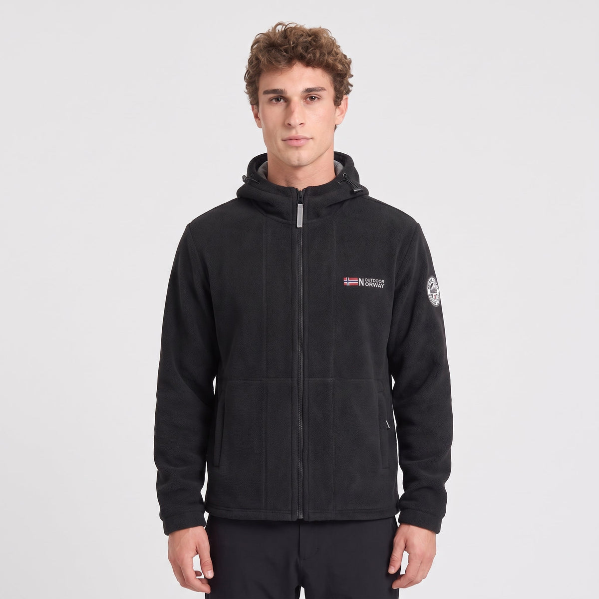Heren Winddicht Fleece Jack met Capuchon - Gevoerd Fleecevest met Rits