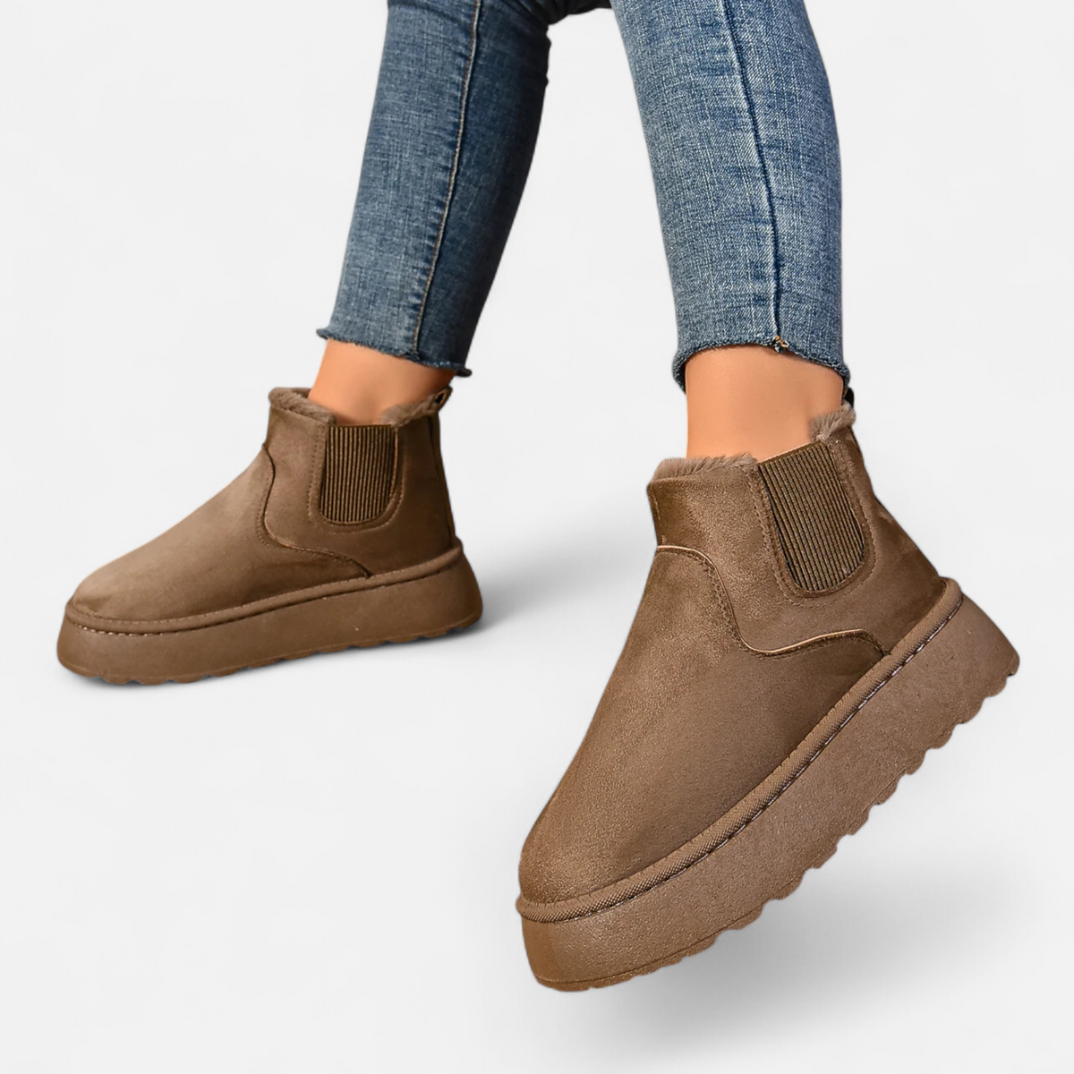 Dames Zachte Enkellaarsjes Winter – Warme Boots Dames Met Voering Plateauzool