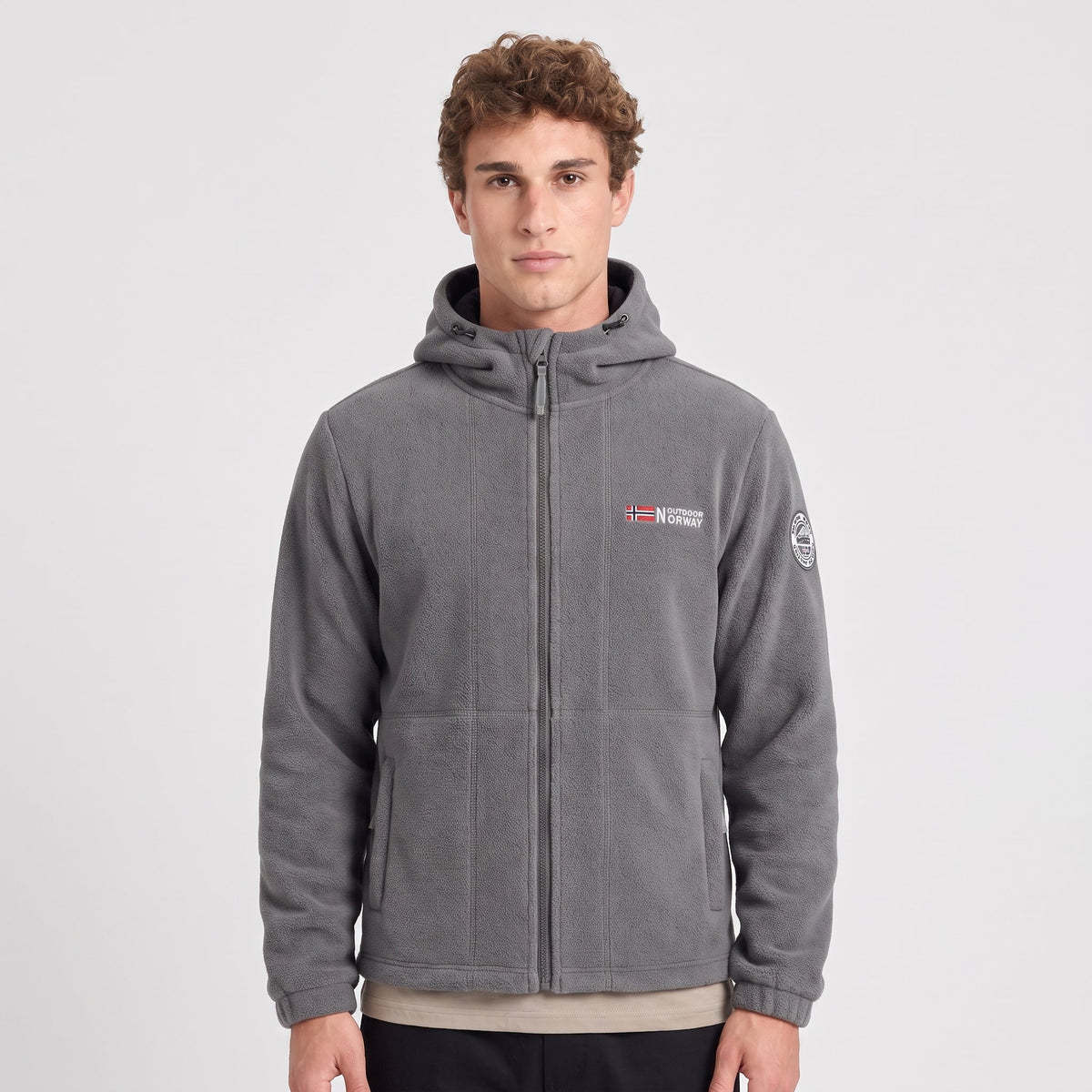 Heren Winddicht Fleece Jack met Capuchon - Gevoerd Fleecevest met Rits