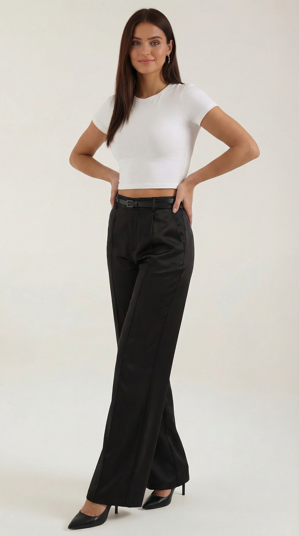 Dames Wide Leg Broek – Hoge Taille Met Ceintuur