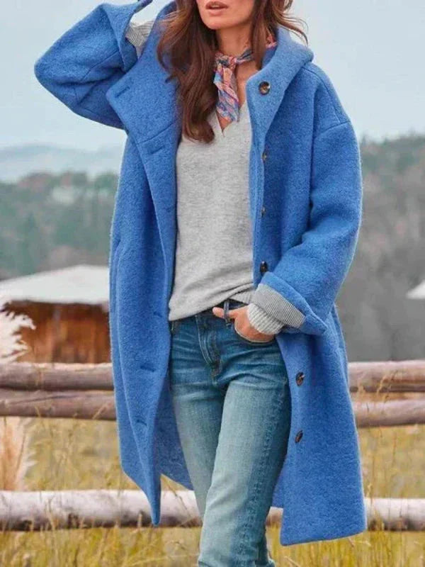 Renaya – Dames Winterjas Lang Getailleerd Elegant Warm Met Zakken