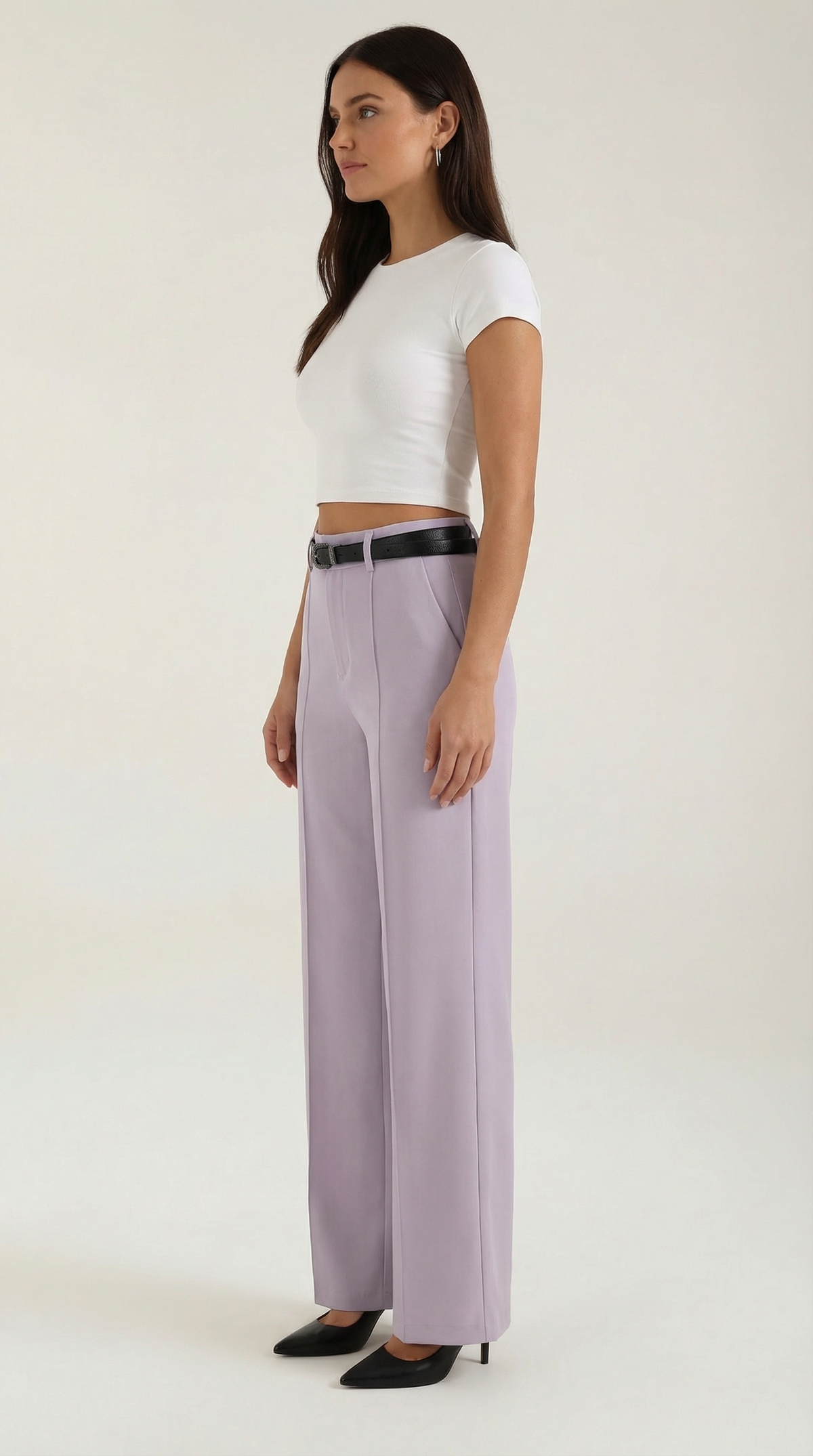 Dames Wide Leg Broek – Hoge Taille Met Ceintuur