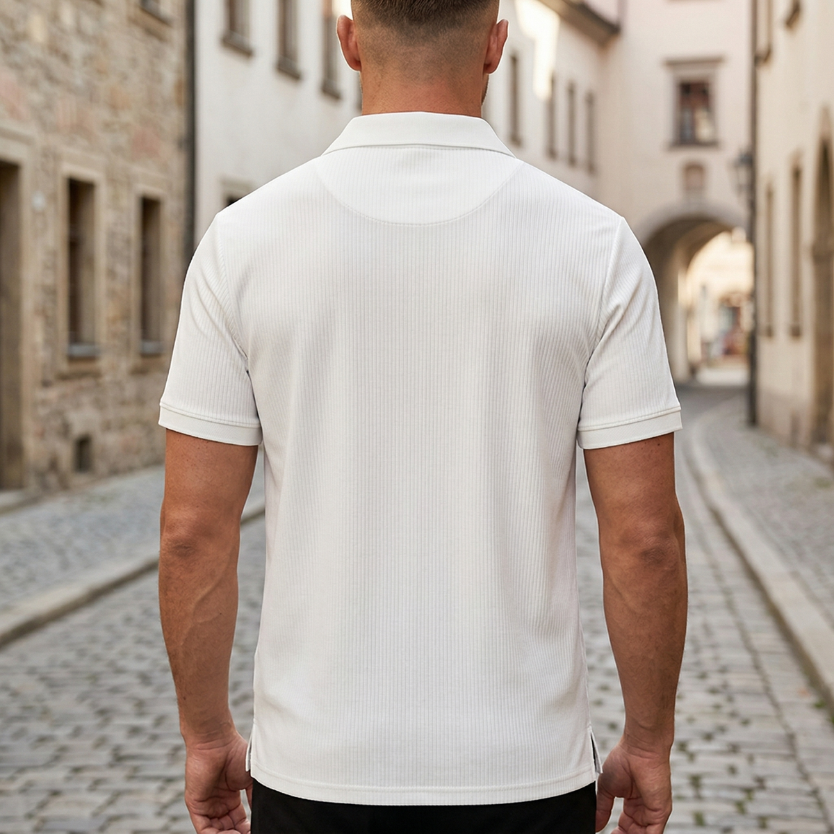 Heren Shirt Korte Mouw Ribstructuur Casual Overhemd Open Kraag