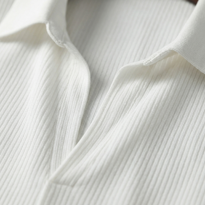 Heren Shirt Korte Mouw Ribstructuur Casual Overhemd Open Kraag