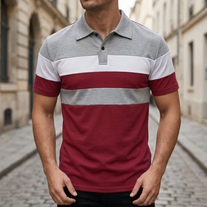 Heren Polo Shirt Korte Mouw Colorblock Poloshirt Casual