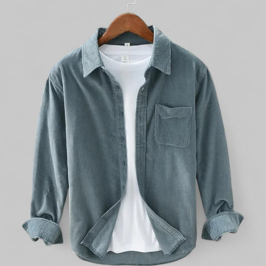 Heren Overhemd Retro – Casual Corduroy Overhemd Lange Mouw