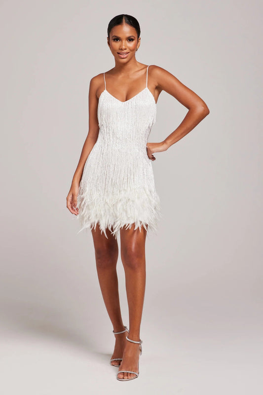 Dames Cocktail Jurk Mini Jurk Fringe Feathers Feestjurk Elegant