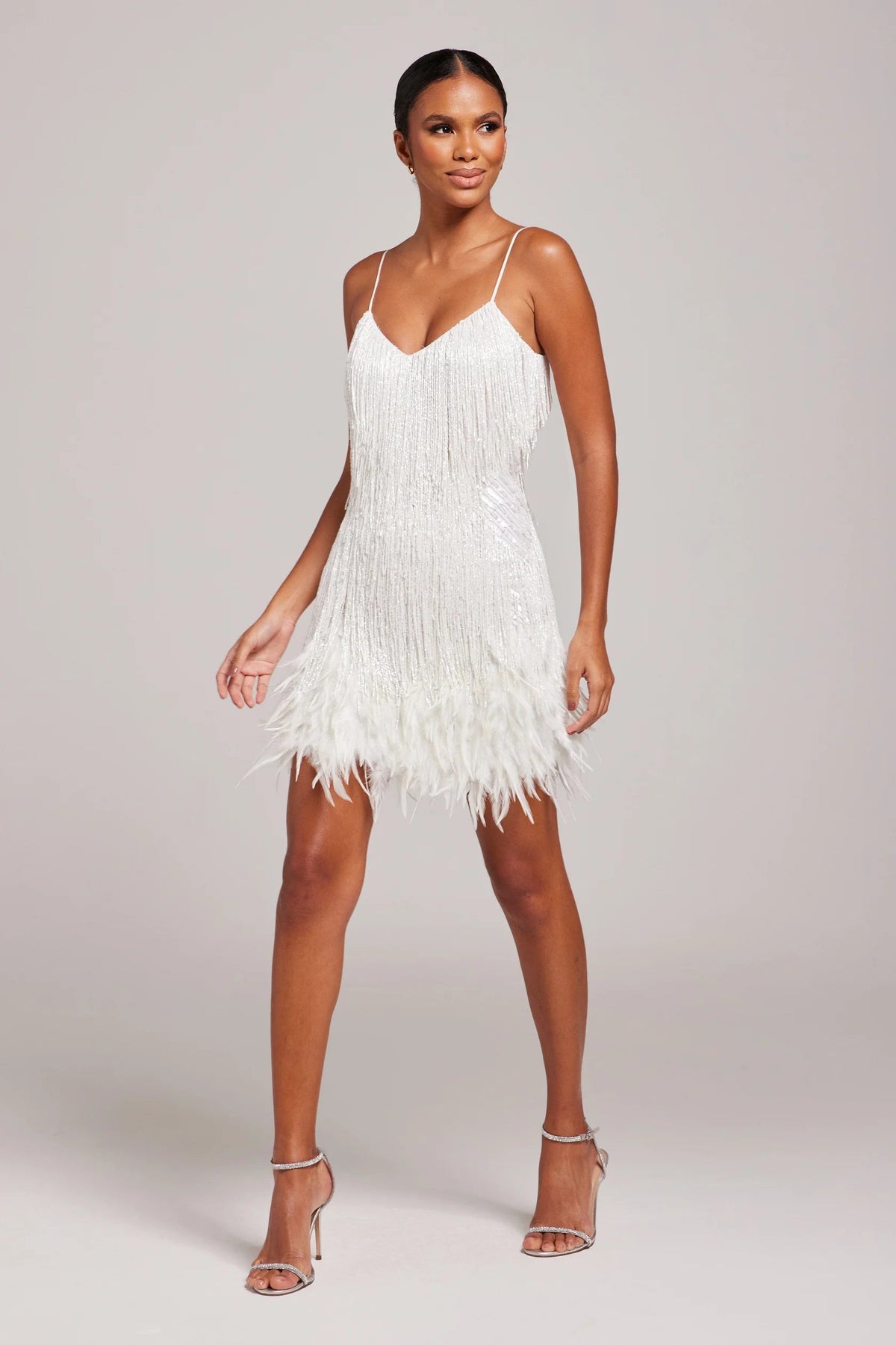 Dames Cocktail Jurk Mini Jurk Fringe Feathers Feestjurk Elegant