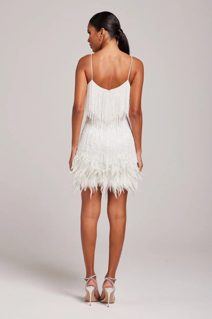 Dames Cocktail Jurk Mini Jurk Fringe Feathers Feestjurk Elegant