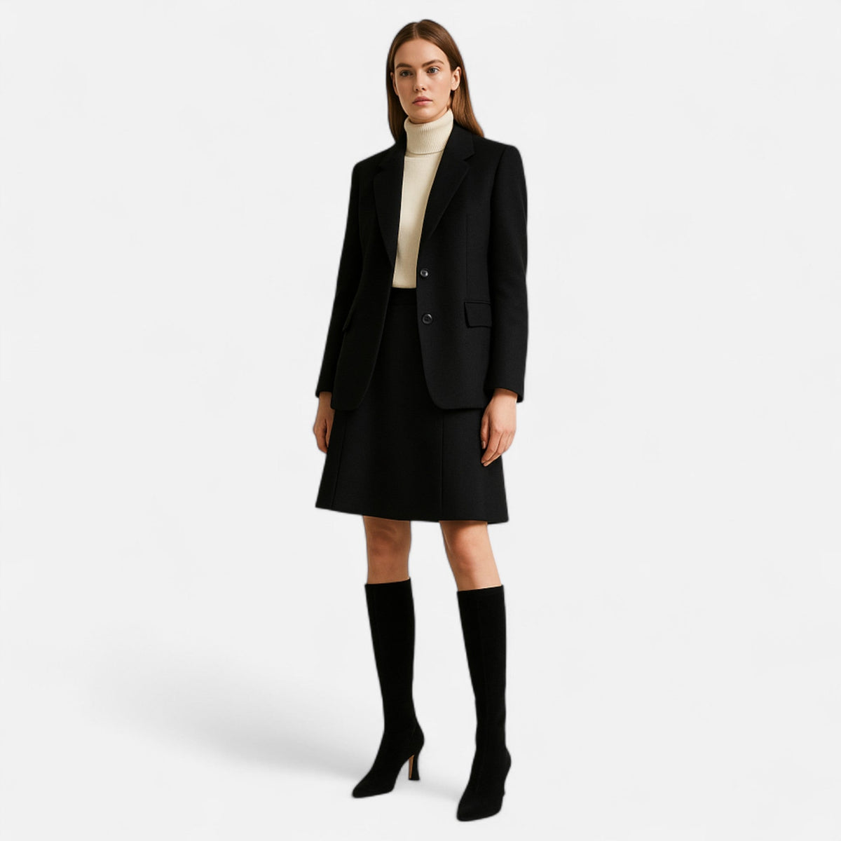 Dames Lange Laarzen – Hoge Dameslaarzen Suède Look Puntneus Hoge Hak