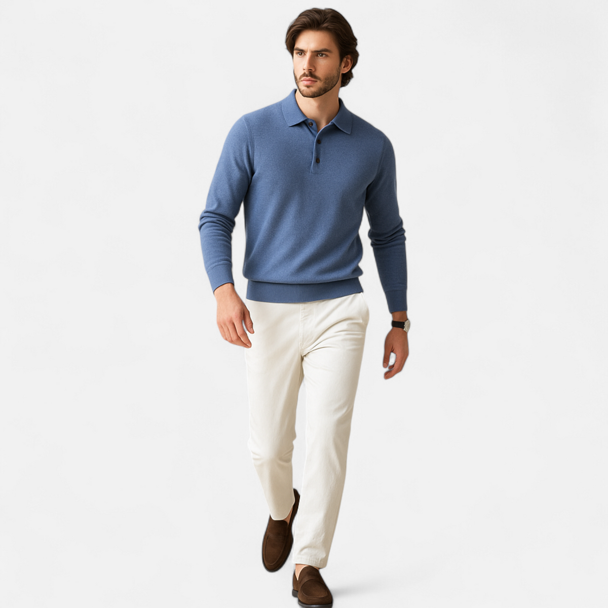 Heren Polo Trui – Lichtgewicht Herentrui Met Polokraag Slim Fit
