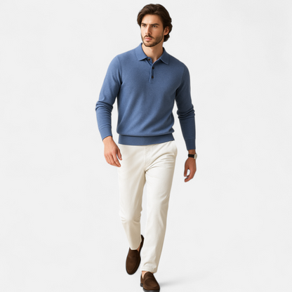 Heren Polo Trui – Lichtgewicht Herentrui Met Polokraag Slim Fit