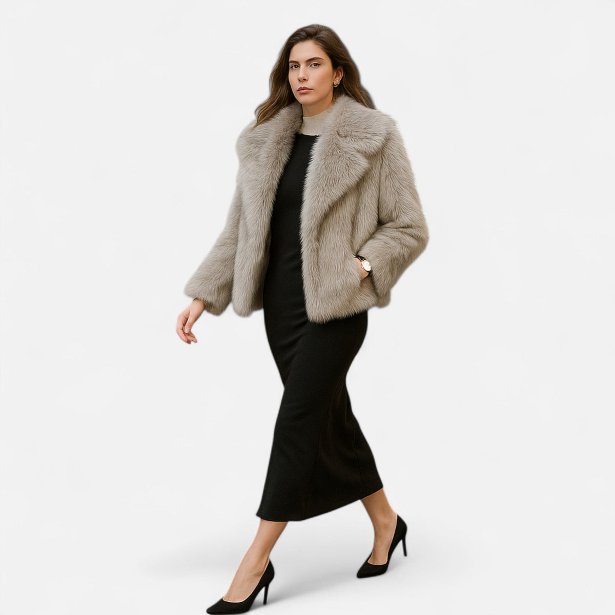 Dames Winterjas Elegant – Warme Fluffy Mantel