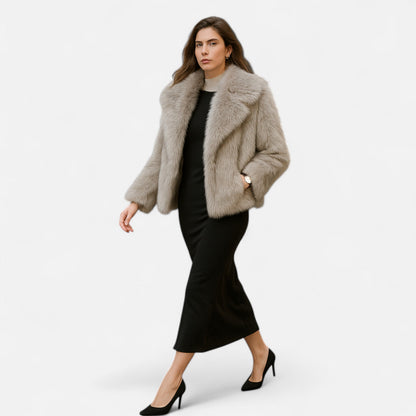 Dames Winterjas Elegant – Warme Fluffy Mantel