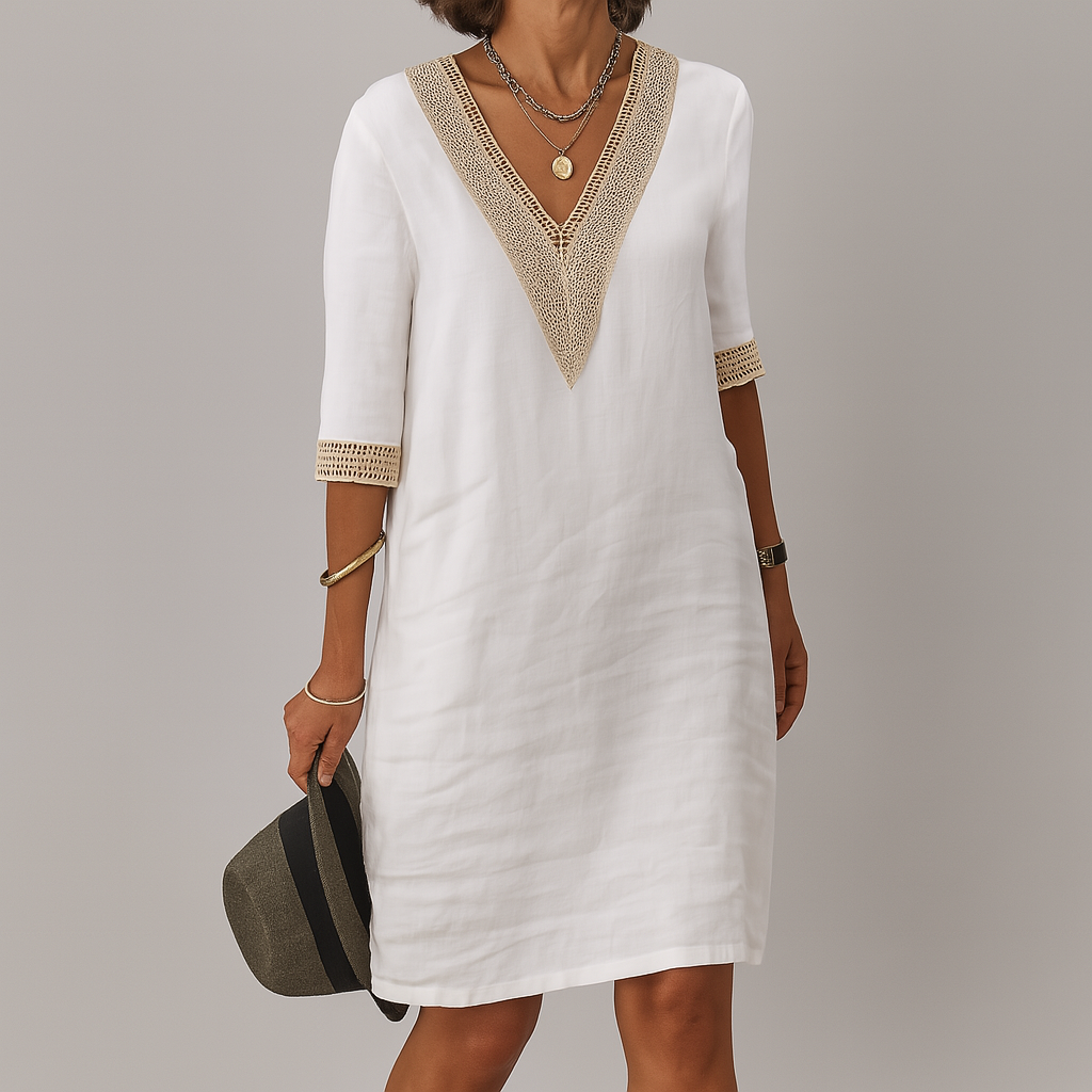Dames Linnen Zomerjurk Casual Veelzijdige Tijdloos Model