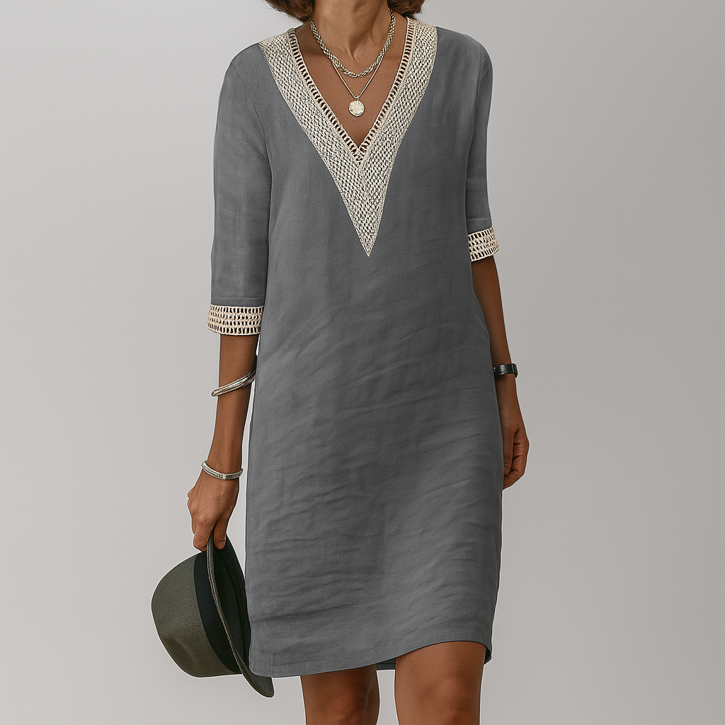 Dames Linnen Zomerjurk Casual Veelzijdige Tijdloos Model