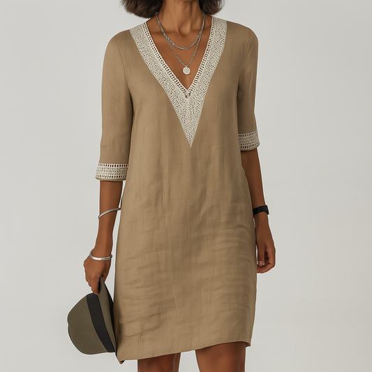 Dames Linnen Zomerjurk Casual Veelzijdige Tijdloos Model