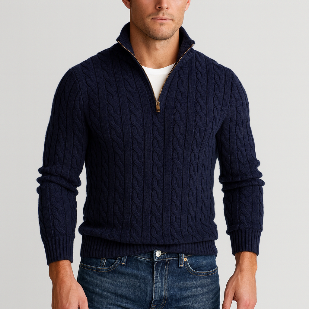 Heren Trui Met Half-Zip – Luxe Half Zip Trui Heren Hoge Kraag