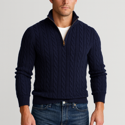 Heren Trui Met Half-Zip – Luxe Half Zip Trui Heren Hoge Kraag