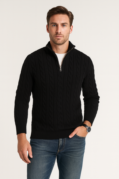Heren Trui Met Half-Zip – Luxe Half Zip Trui Heren Hoge Kraag