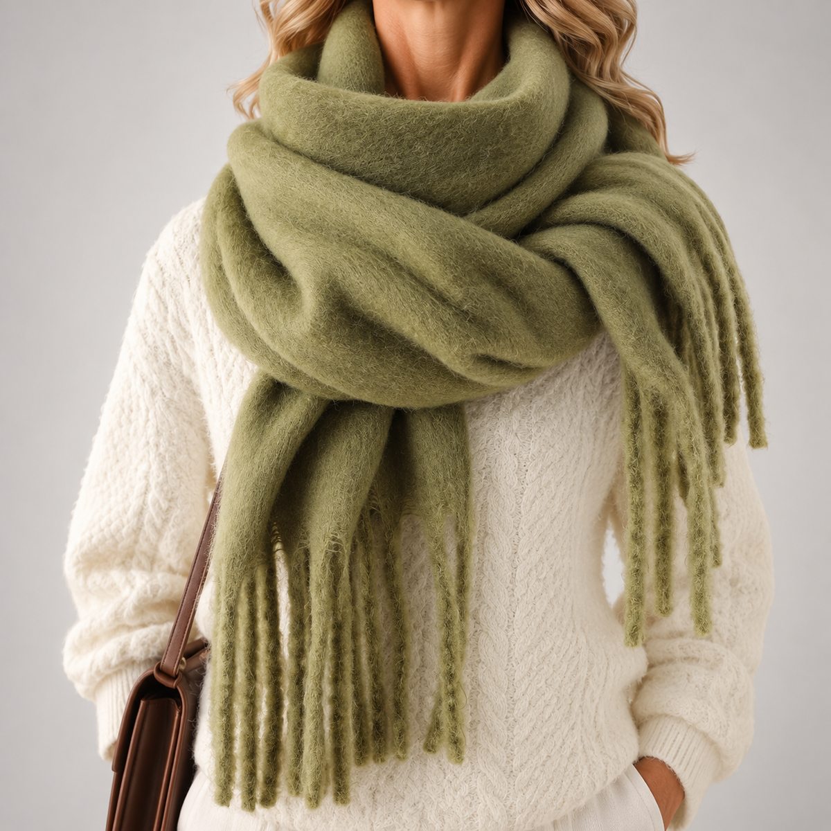 Dames Winter Sjaal met Franjes - Zachte Oversized Sjaal