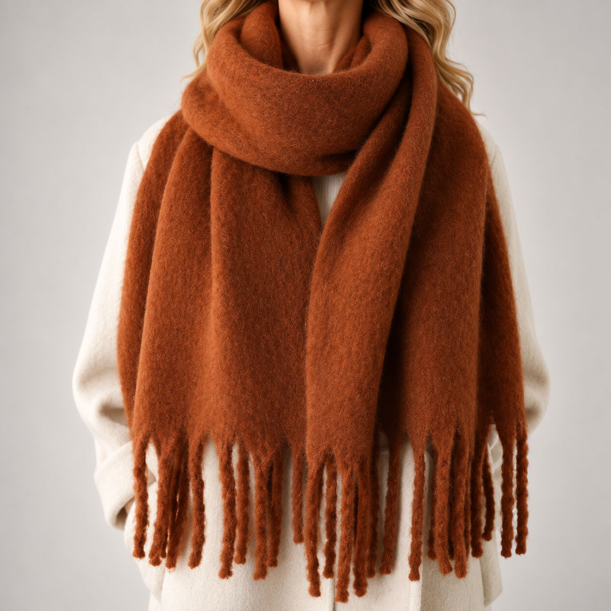 Dames Winter Sjaal met Franjes - Zachte Oversized Sjaal