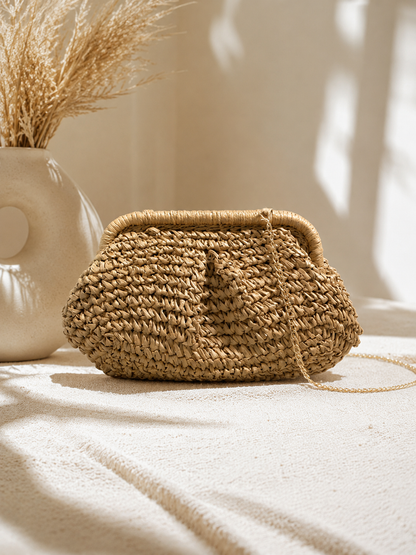 Gevlochten Clutch - Compacte Tas met Kettingband