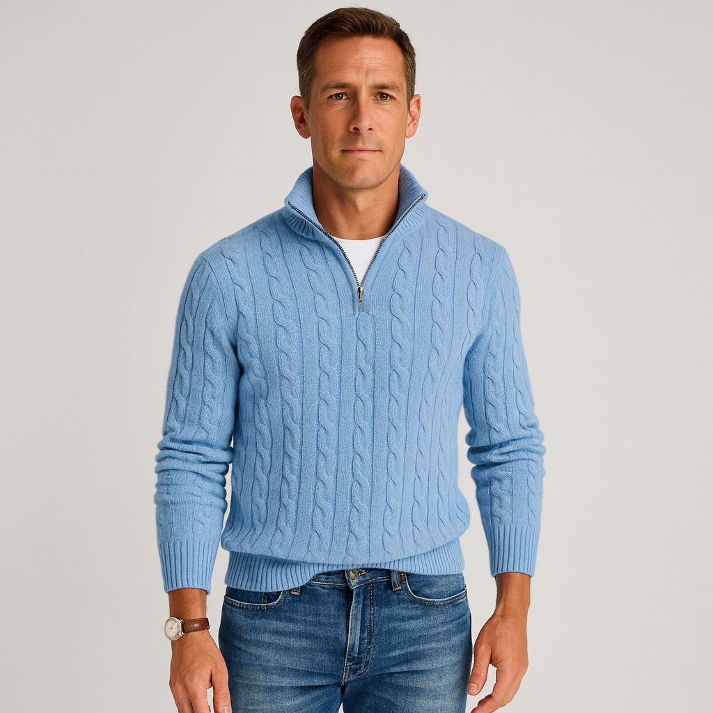 Heren Trui Met Half-Zip – Luxe Half Zip Trui Heren Hoge Kraag