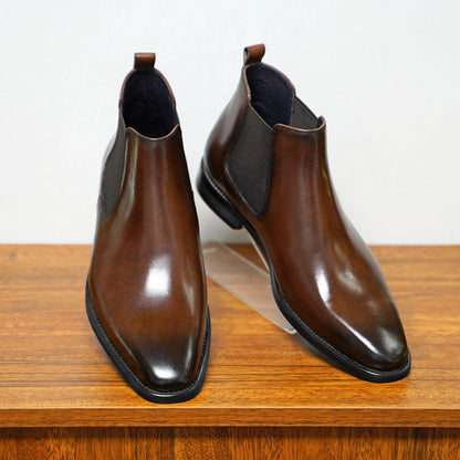 Heren Leren Chelsea Boots – Instaplaarzen met Elastische Zijkanten
