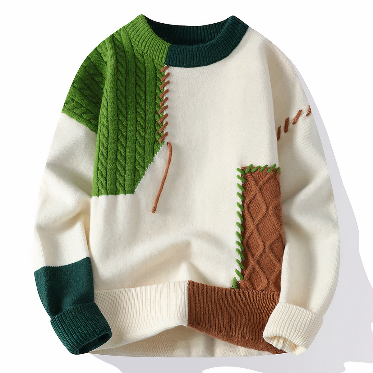 Milo – Warme Heren Trui Patchwork Design Stijlvol Casual Fit