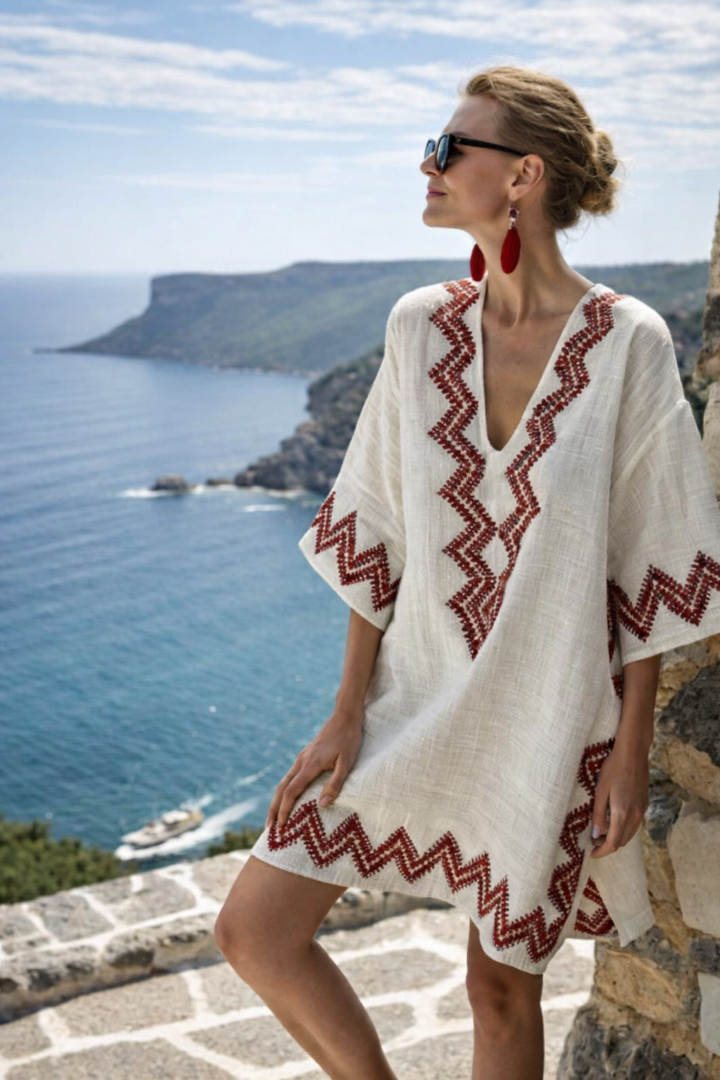 Boho Strandjurk - Losvallende A-lijn met Print