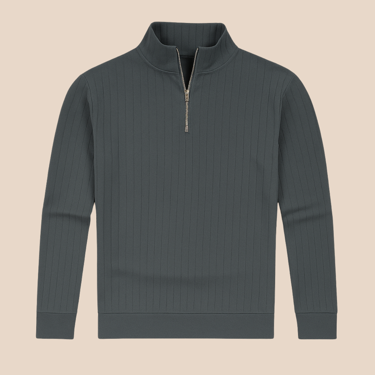 Ashford – Heren Half Zip Trui met Geribde Structuur