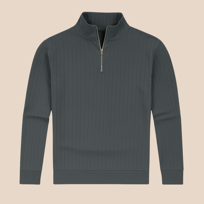Ashford – Heren Half Zip Trui met Geribde Structuur