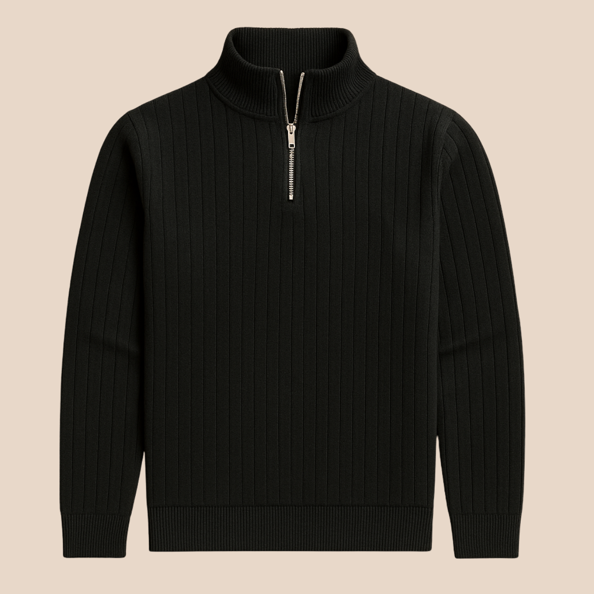 Ashford – Heren Half Zip Trui met Geribde Structuur