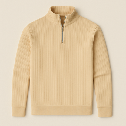 Ashford – Heren Half Zip Trui met Geribde Structuur