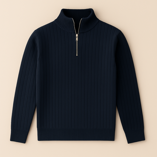 Ashford – Heren Half Zip Trui met Geribde Structuur