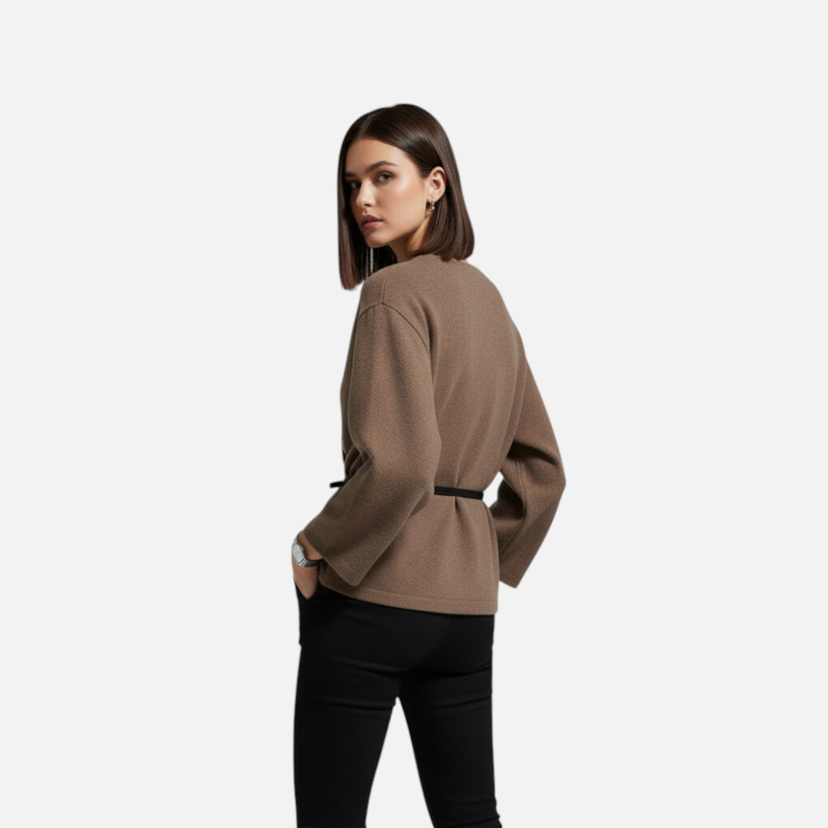 Dames Wikkeljas – Elegante Wrap-Coat Met Ceintuur