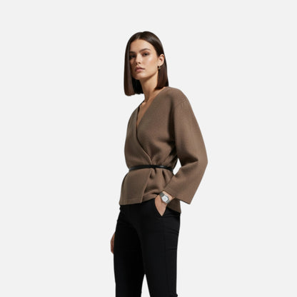 Dames Wikkeljas – Elegante Wrap-Coat Met Ceintuur