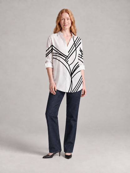 Dames Blouse met Print en Reverskraag