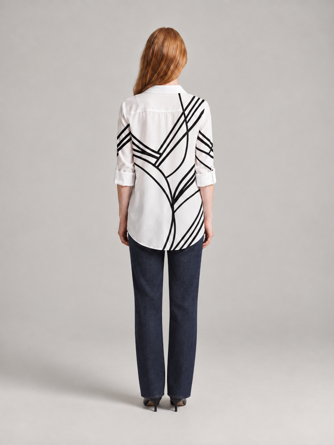 Dames Blouse met Print en Reverskraag