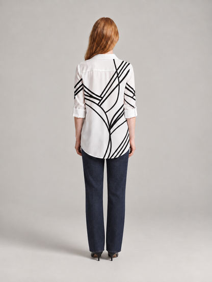 Dames Blouse met Print en Reverskraag