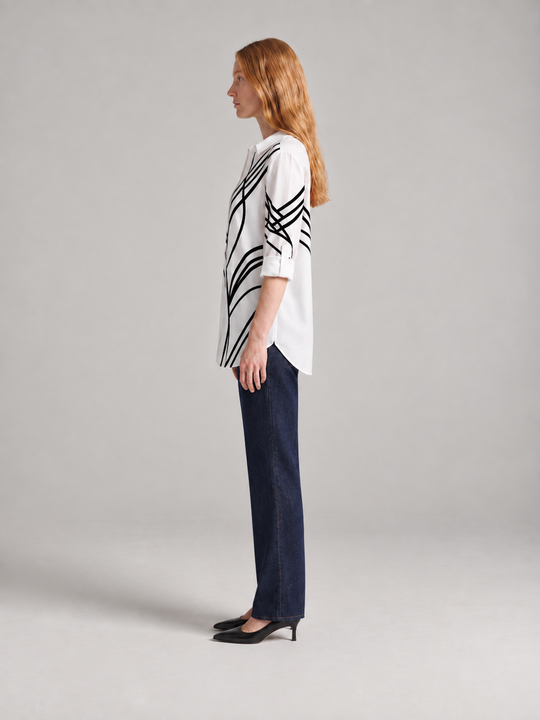 Dames Blouse met Print en Reverskraag