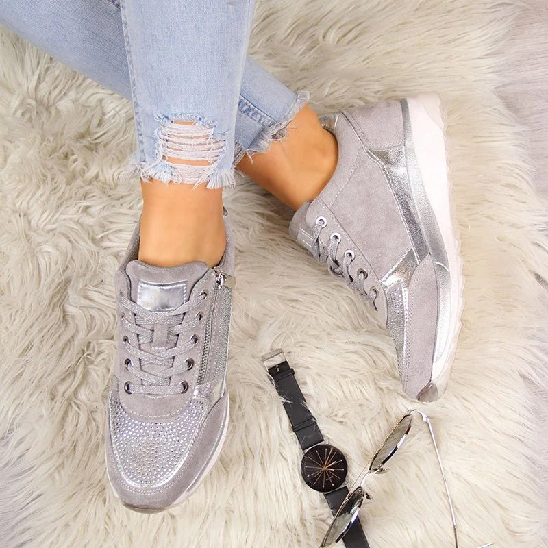 Dames Wandelsneakers Met Veters & Rits – Comfortabel, Stevig & Stijlvol