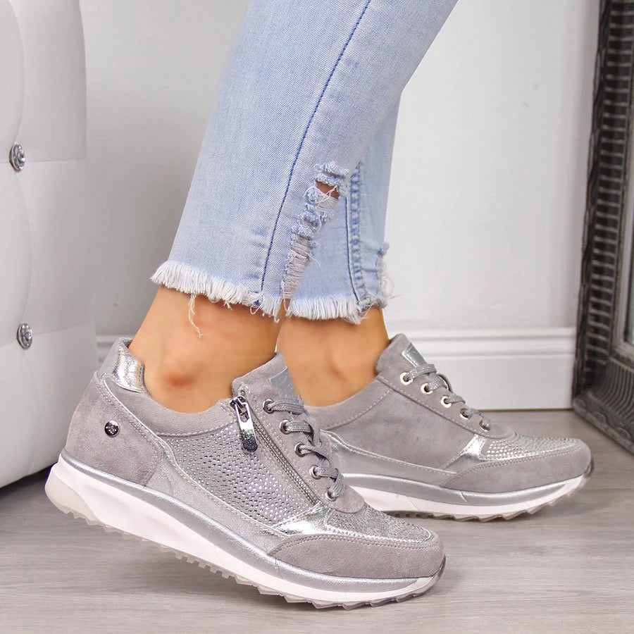Dames Wandelsneakers Met Veters & Rits – Comfortabel, Stevig & Stijlvol