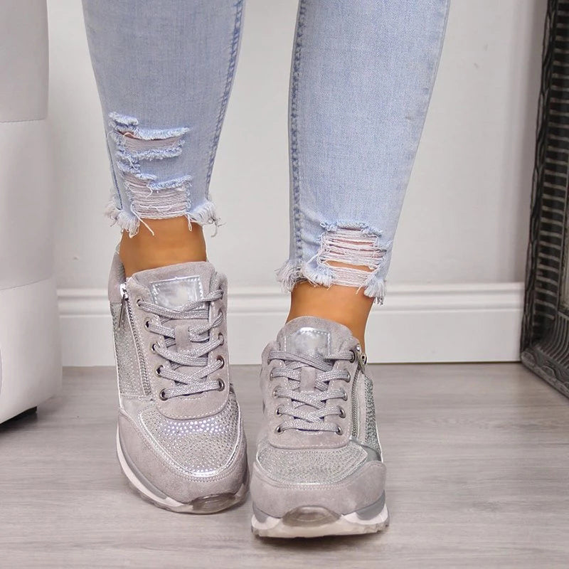 Dames Wandelsneakers Met Veters & Rits – Comfortabel, Stevig & Stijlvol