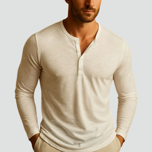 Daan – Henley Shirt Heren Lange Mouwen Slim Fit Heren T-Shirt Casual